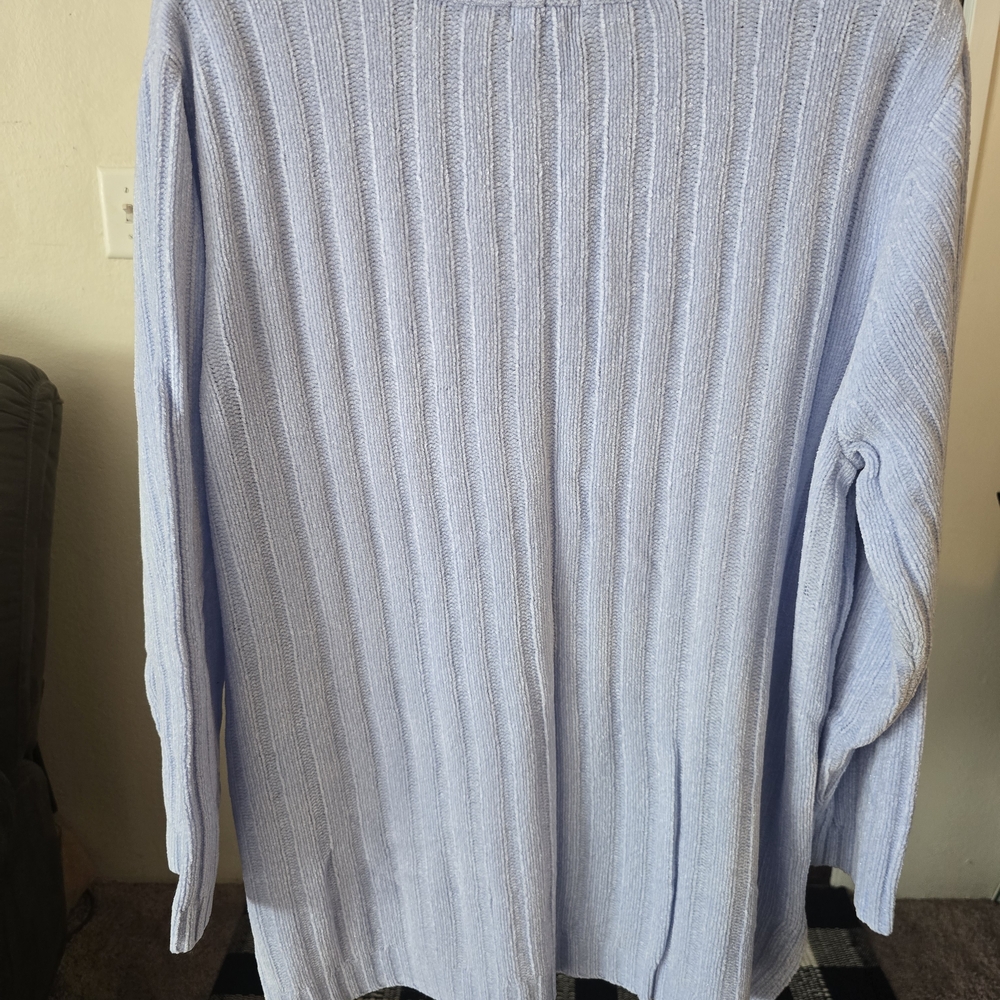 Classic Elements Soft Blue Knit Plus Size Sweater - image 3